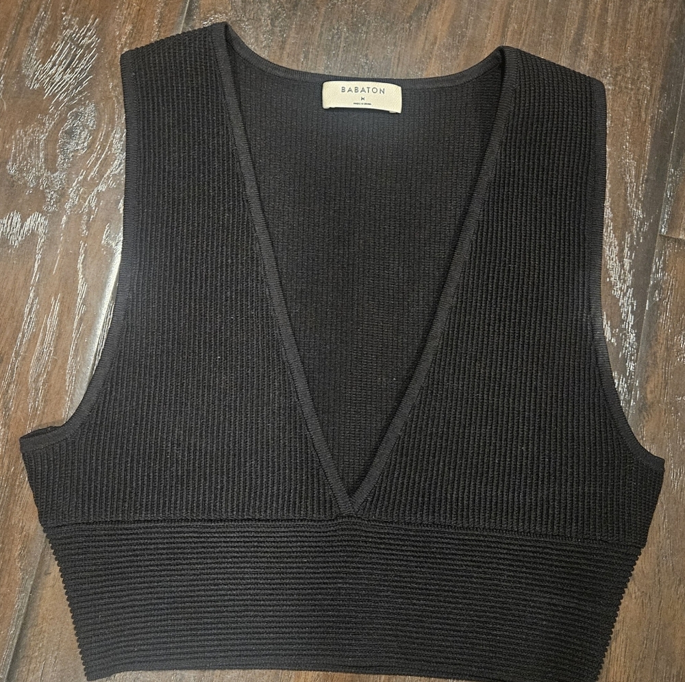 Babaton Deep V Black Crop Top